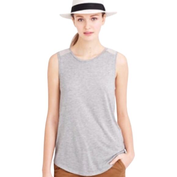 J. Crew Basic Grey Tank with Tan Sheer Back Extra Small - Picture 1 of 7